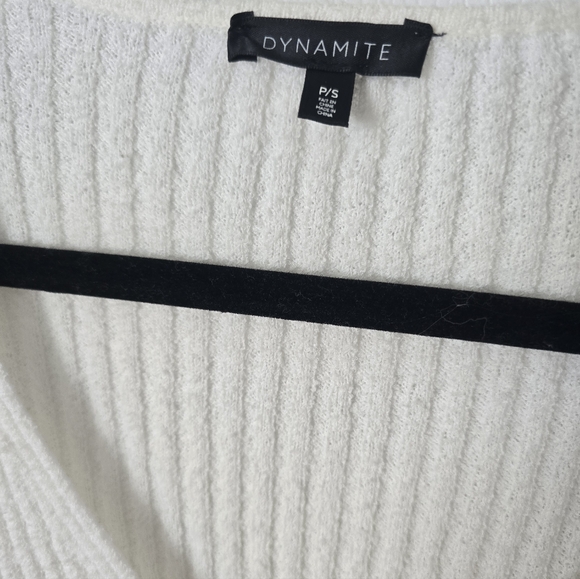 Dynamite White Ribbed Pearl  Button-Up Cardigan - Picture 3 of 8